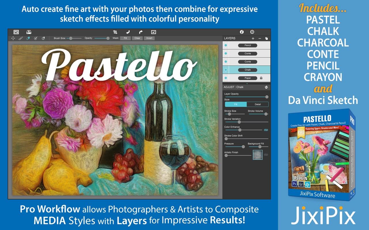 JixiPix Pastello Pro 1.1.10 - 照片转绘画风格特效转换工具